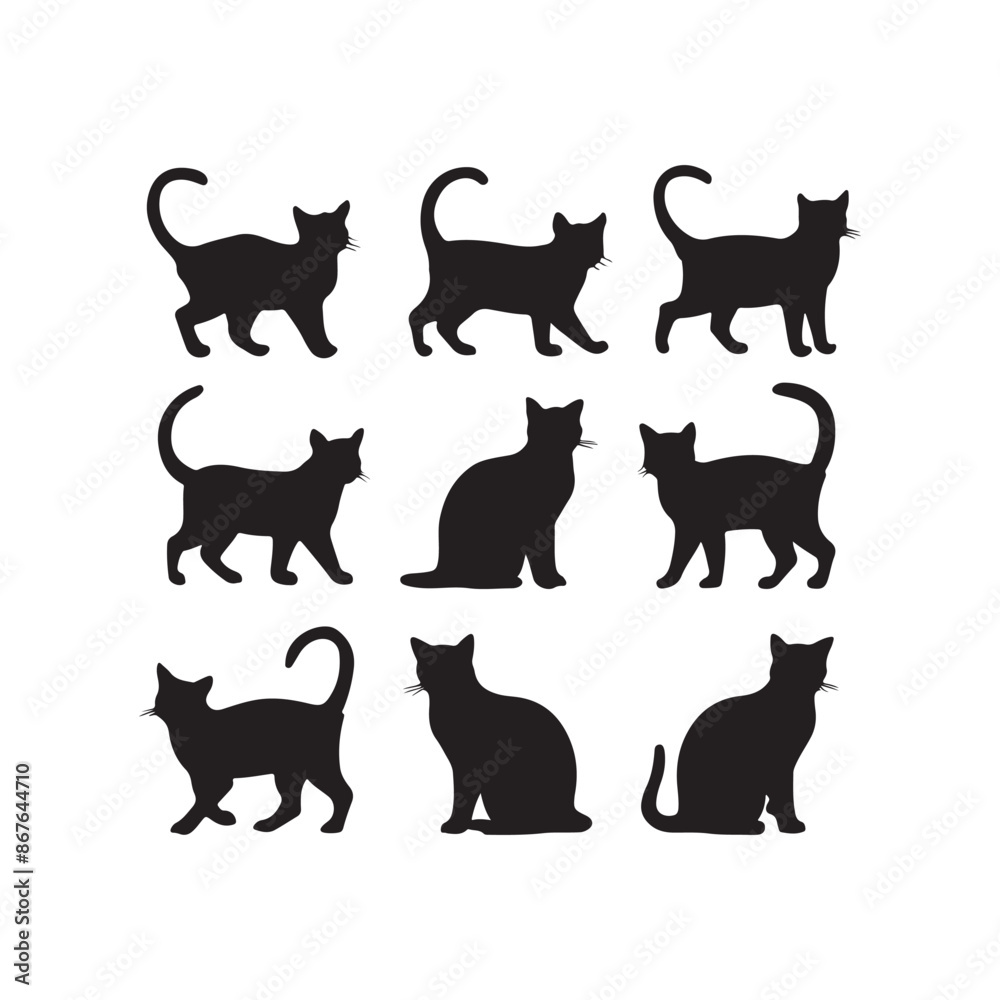 International Cat Day silhouette vector design Illustration International Cat Day silhouette vector design Illustration