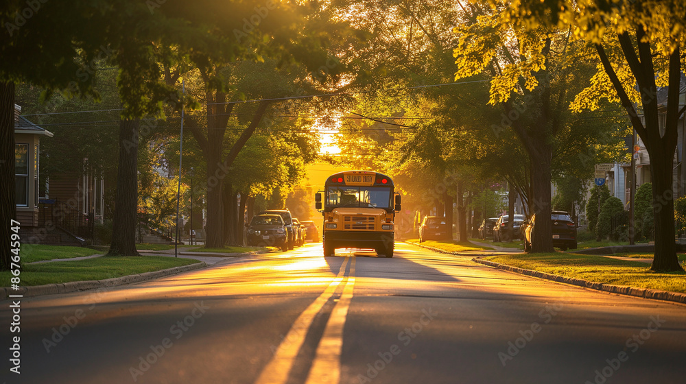 Obraz premium school bus on the road