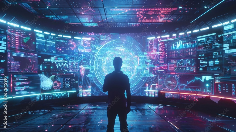 Foto de oftware developer working on holographic generative display, AI ...