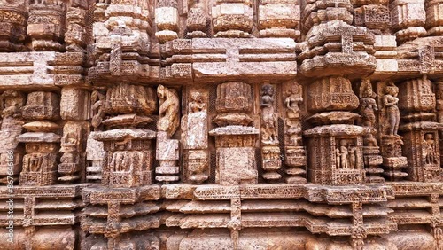 Slow motion video of  the 
Details of sculptures on the Konark Sun Temple. The temple was built in the 13th century and is
 now a Unesco world heritage site. photo