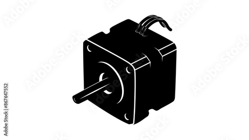 Stepper motor,, black isolated silhouette