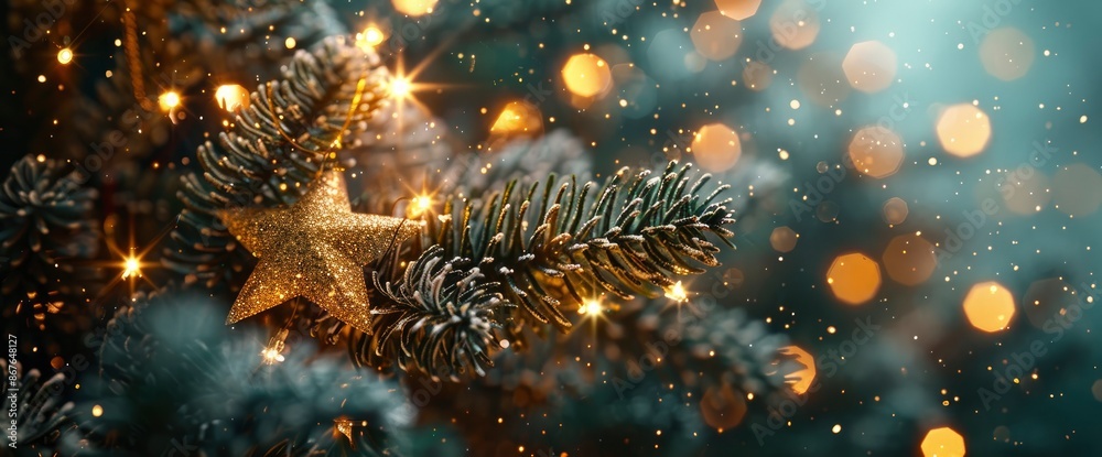 Fototapeta premium Christmas Fir Tree With Lights
