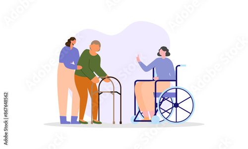 World humanitarian day illustration, community care people