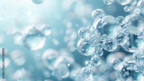 Wallpaper Mural Close-up of water bubbles floating in a soft blue background, creating an abstract and refreshing visual effect. Torontodigital.ca