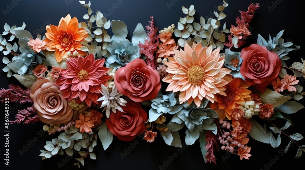 flowers on a black HD 8K wallpaper Stock Photographic image flowers on a black HD 8K wallpaper Stock Photographic image