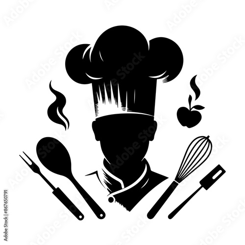 Chef hat vector silhouette. Chef silhouette , chef poses silhouette , chef standing silhouette , cooking silhouette , food silhouette , chef character silhouette , kitchen silhouette , chef cap 