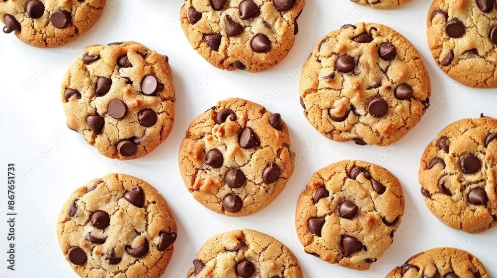 Chocolate chip cookies on a white background Chocolate chip cookies on a white background
