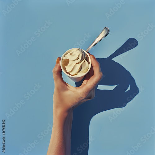 person holding a ice cream cup