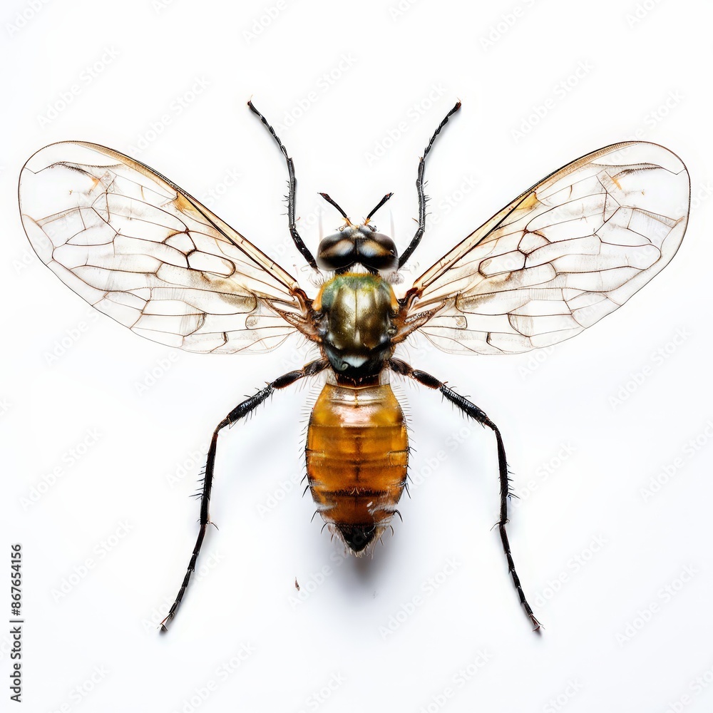 A midge photography on white background. A midge photography on white background.
