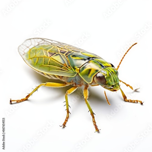 A leafhopper photography on white background. photo