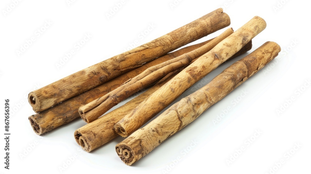 Ceylon cinnamon sticks isolated on white background for baking and drinks Ceylon cinnamon sticks isolated on white background for baking and drinks