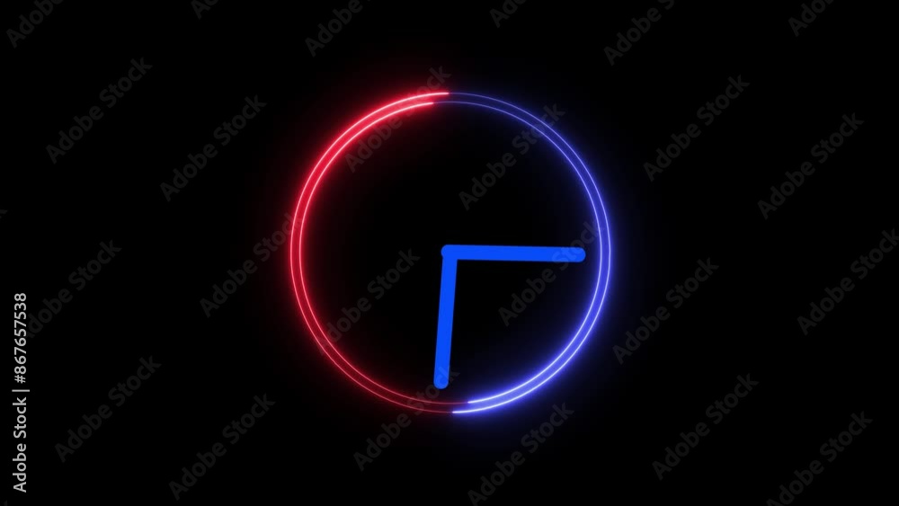 Abstract analog face clock icon .Analog wall clock icon ,neon sing clock icon animation on background. Abstract analog face clock icon .Analog wall clock icon ,neon sing clock icon animation on background.