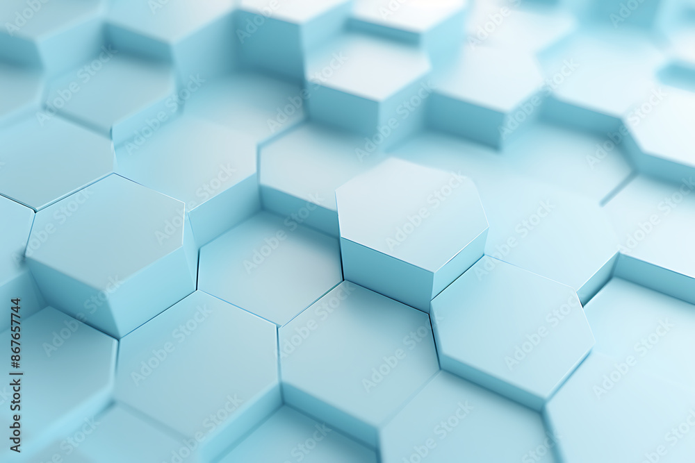 A visually appealing 3D abstract image, showcasing a pattern of blue hexagonal shapes creating a modern, technological feel. A visually appealing 3D abstract image, showcasing a pattern of blue hexagonal shapes creating a modern, technological feel.