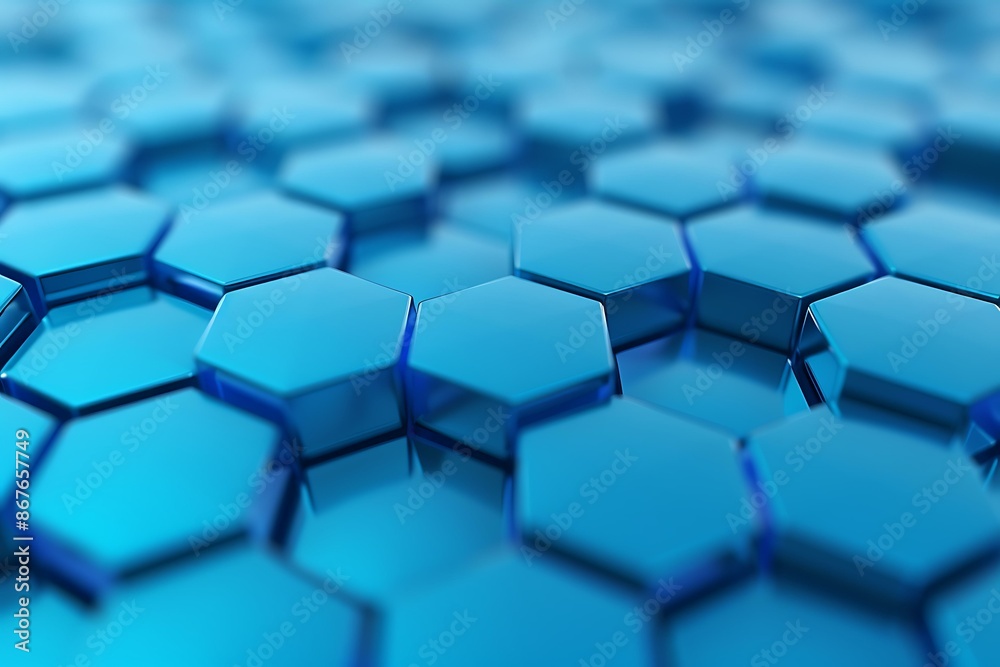 A sleek and futuristic representation of hexagonal shapes in shades of blue, reflecting modern technology and innovation. A sleek and futuristic representation of hexagonal shapes in shades of blue, reflecting modern technology and innovation.