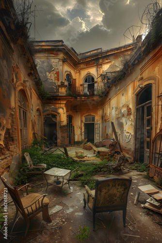 Echoes of Forgotten Times: The Haunting Beauty of an Abandoned Building © Saran