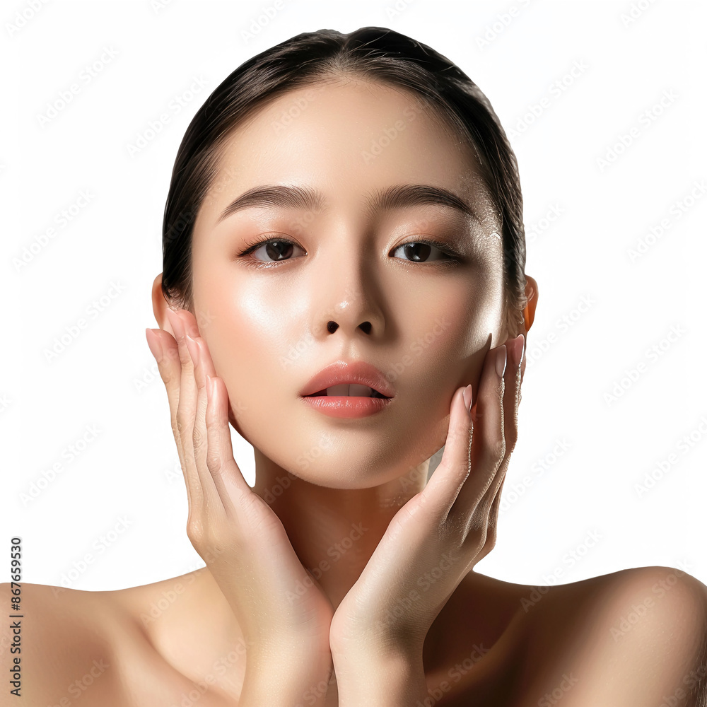 Beauty Asian women spa skin healthy on 100% isolate white background. Beauty Asian women spa skin healthy on 100% isolate white background.