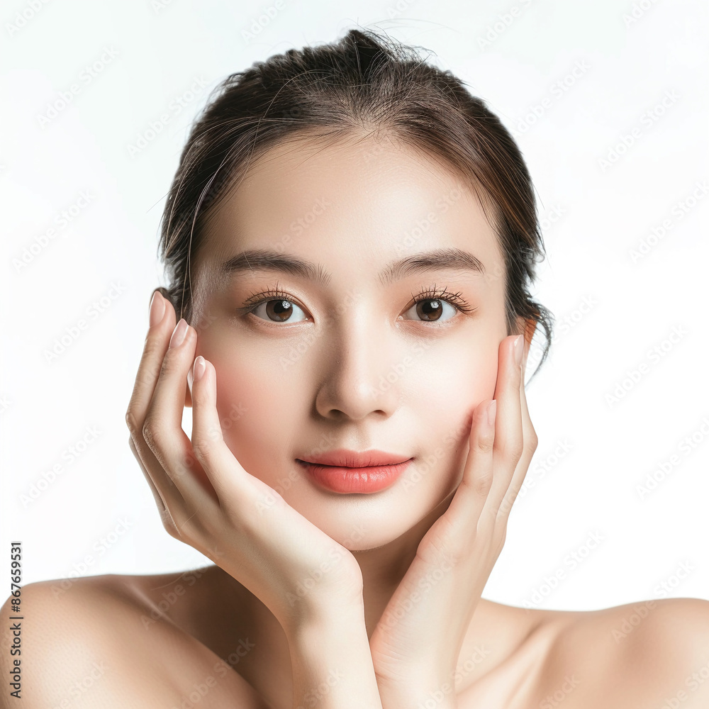 Beauty Asian women spa skin healthy on 100% isolate white background. Beauty Asian women spa skin healthy on 100% isolate white background.