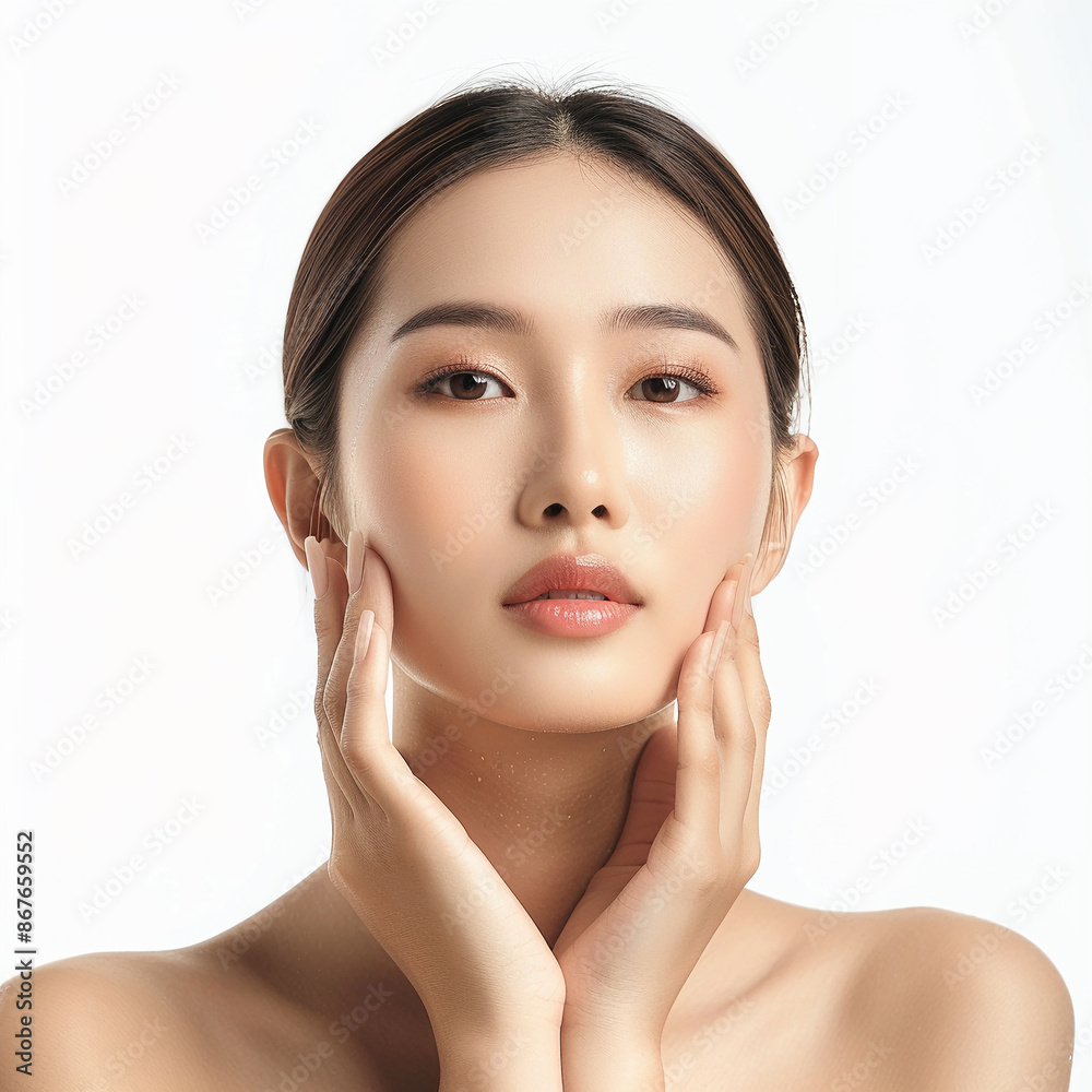 Beauty Asian women spa skin healthy on 100% isolate white background. Beauty Asian women spa skin healthy on 100% isolate white background.