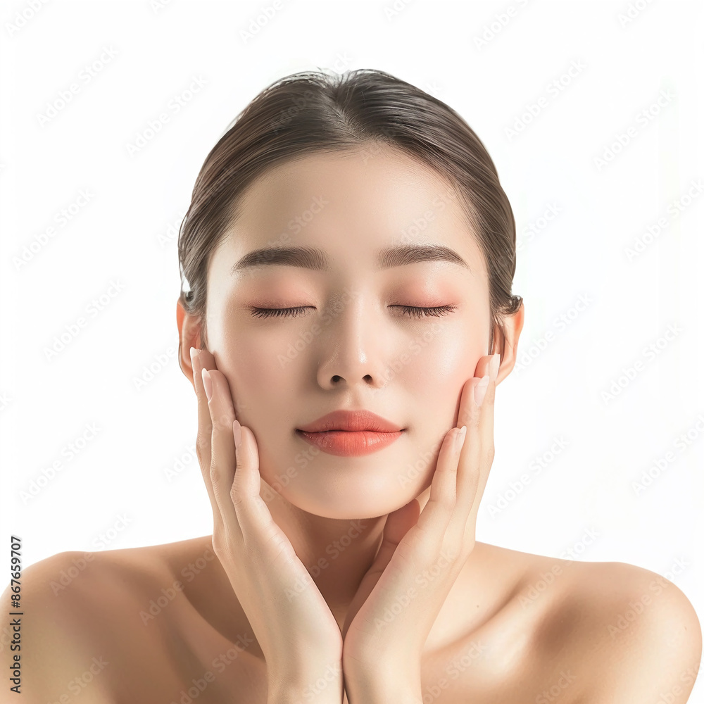 Beauty Asian women spa skin healthy on 100% isolate white background. Beauty Asian women spa skin healthy on 100% isolate white background.