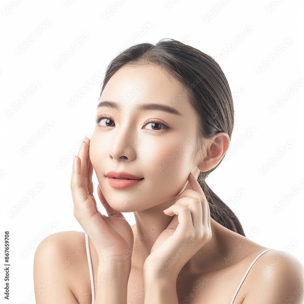 Beauty Asian women spa skin healthy on 100% isolate white background. Beauty Asian women spa skin healthy on 100% isolate white background.
