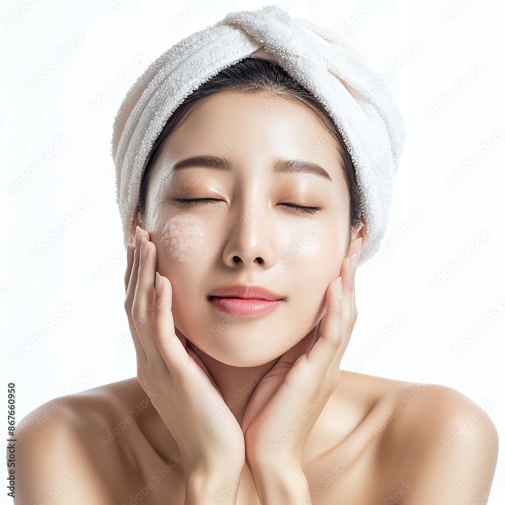 Beauty Korean Asian women spa skin healthy on 100% isolate white background. Beauty Korean Asian women spa skin healthy on 100% isolate white background.