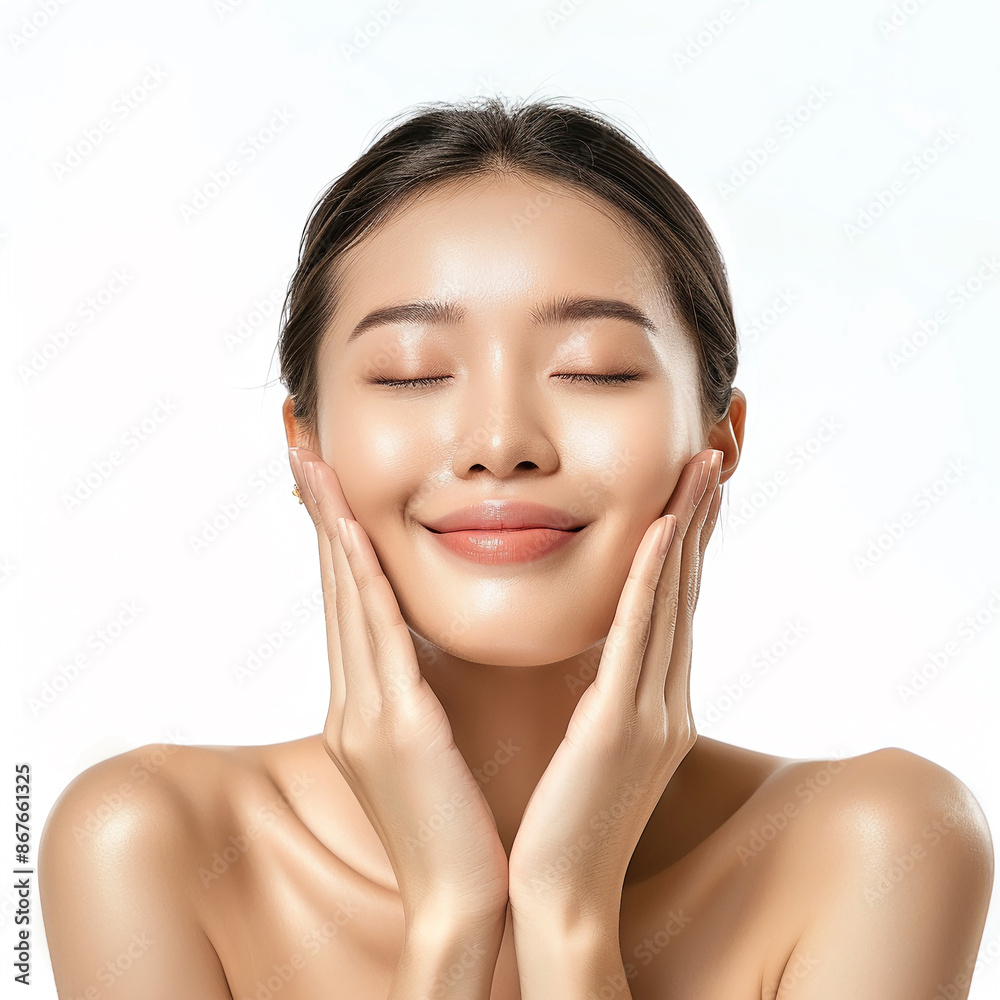 Beauty Korean Asian women spa skin healthy on 100% isolate white background. Beauty Korean Asian women spa skin healthy on 100% isolate white background.
