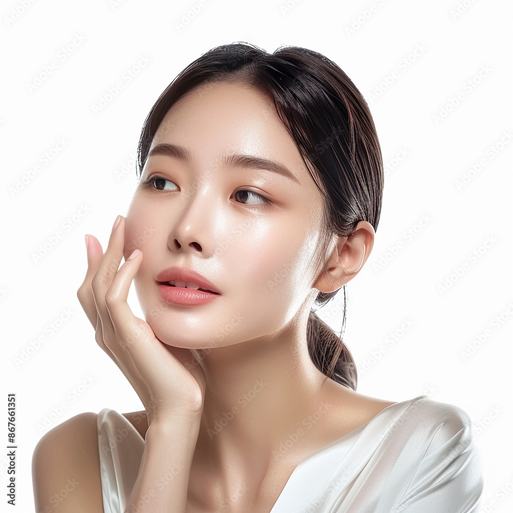 Obraz premium Beauty Korean Asian women spa skin healthy on 100% isolate white background.