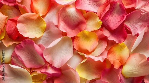 colorful flower petals background, fresh colors, overhead view
