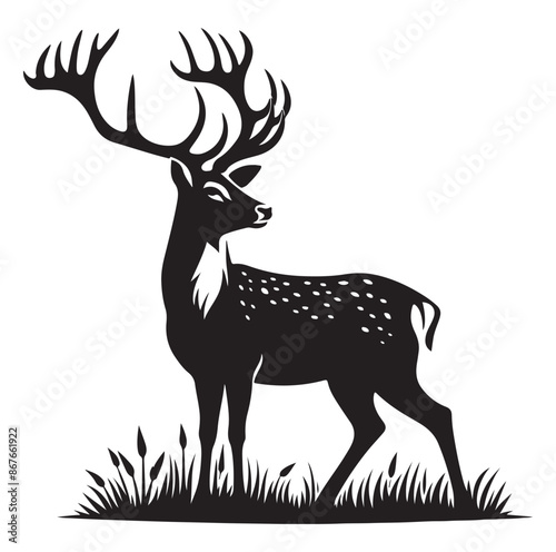 Beautiful Deer vector silhouette vector isolated on white background