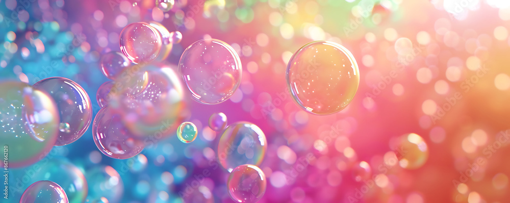 Iridescent bubbles, translucent jelly balls falling down abstract background Iridescent bubbles, translucent jelly balls falling down abstract background