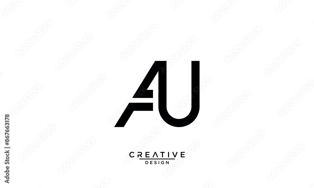 AAU, UA, A, U, Abstract Letters Logo Monogram