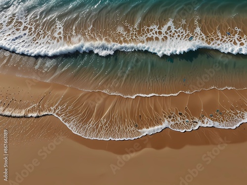 Top view waves on the sand beach summer holiday vacation concept transparent background