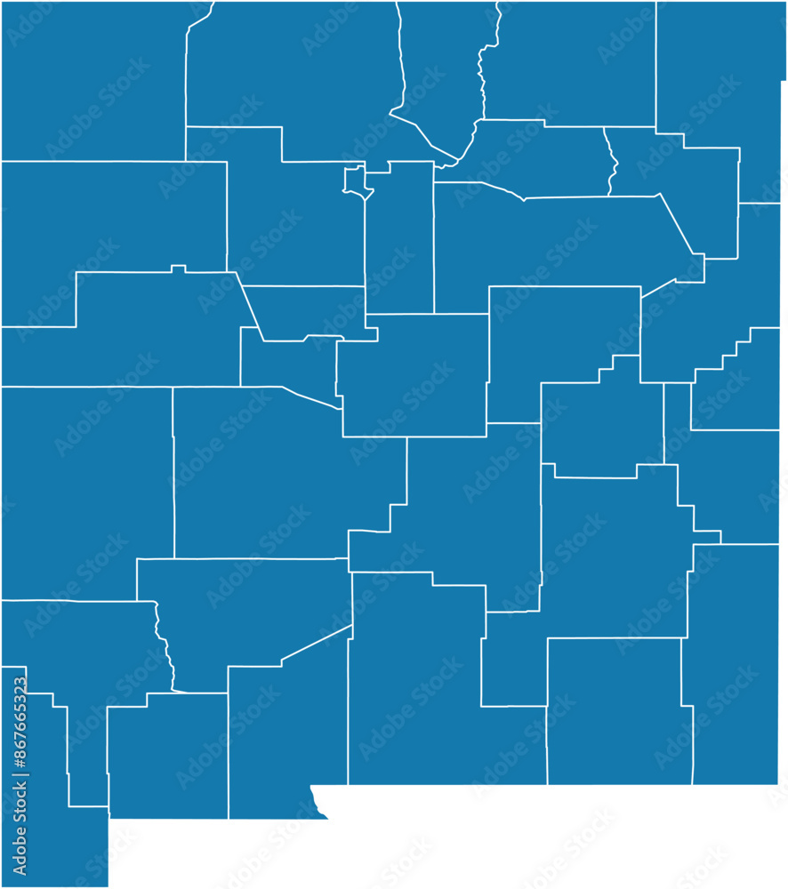 Obraz premium Editable vector file of the counties that make up the state of New Mexico, located in the United States.