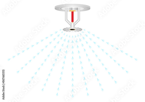 Fire Sprinkler. Automatic Fire Extinguishing System. Vector Illustration. 
