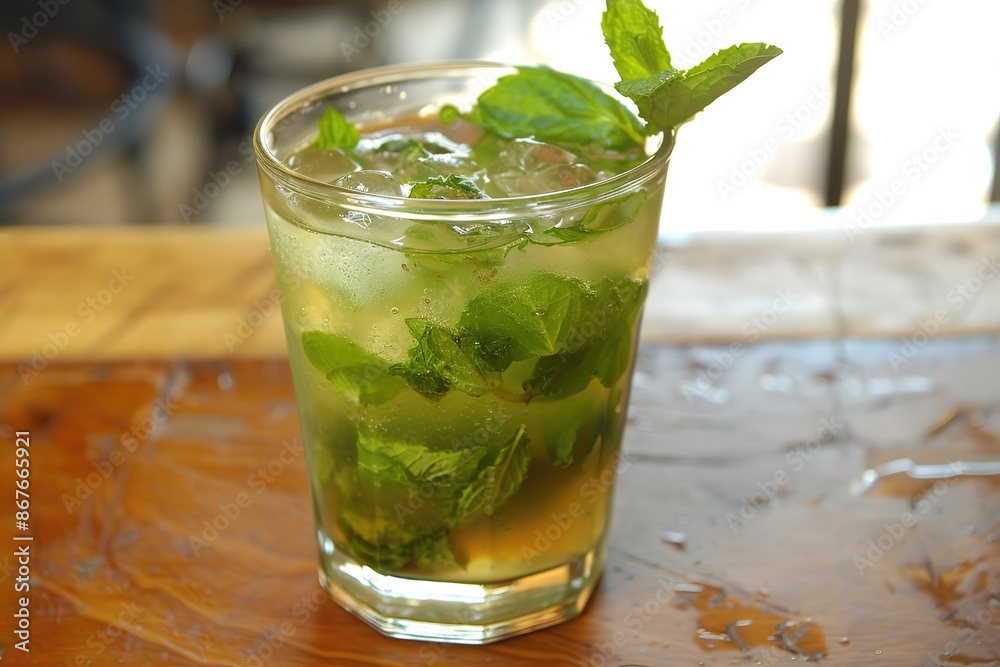 Classic Mojito Cocktail In Cozy Bar Setting Classic Mojito Cocktail In Cozy Bar Setting