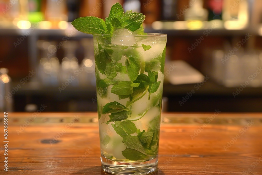 Classic Mojito Cocktail In Cozy Bar Setting Classic Mojito Cocktail In Cozy Bar Setting