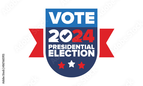 Presidential Election 2024 in United States. Vote day, November 5. US Election. Patriotic american element. Poster, card, banner and background. Vector illustration