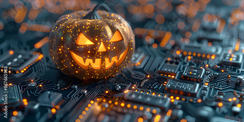 Halloweenkürbis und Technik, made by AI