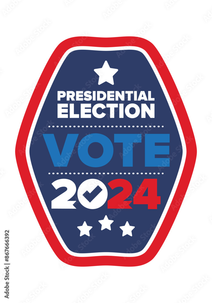 Obraz premium Presidential Election 2024 in United States. Vote day, November 5. US Election. Patriotic american element. Poster, card, banner and background. Vector illustration