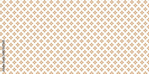 Golden vector seamless pattern with small diamond shapes, floral silhouettes. Simple texture