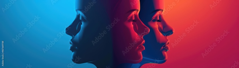 A Close-up Shot of a Colorful overlapping silhouettes with abstract, vibrant backgrounds A Close-up Shot of a Colorful overlapping silhouettes with abstract, vibrant backgrounds