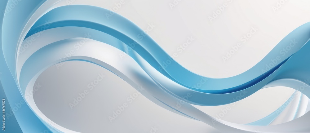 Fototapeta premium Abstract blue and white wave design with smooth flowing lines and gradient shades. Perfect for modern and minimalist backgrounds.
