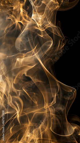 Vector illustration of golden dynamick lights linze effect isolated on black color background. Abstract background for science, futuristic, energy technology concept. Digital image lines with light  photo