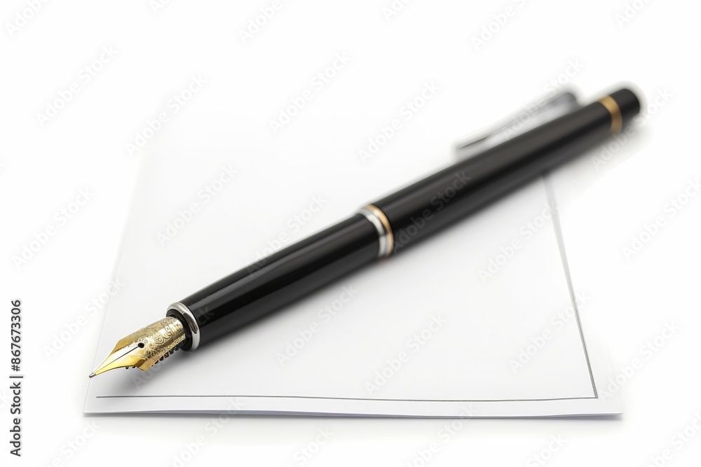 A Legal Contract with a Pen, Isolated on a White Background A Legal Contract with a Pen, Isolated on a White Background