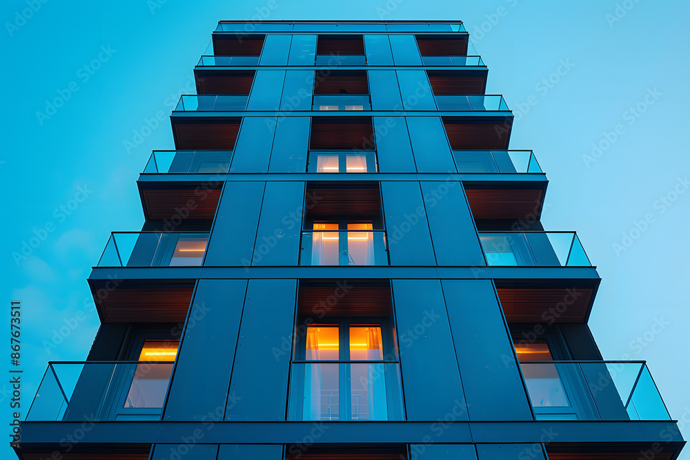 Luxurious Residential Tower Facade in High-End Campus Setting, Modern Architecture and Urban Living Concept Luxurious Residential Tower Facade in High-End Campus Setting, Modern Architecture and Urban Living Concept