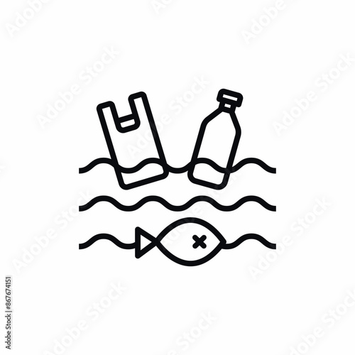 sea ocean plastic pollution icon