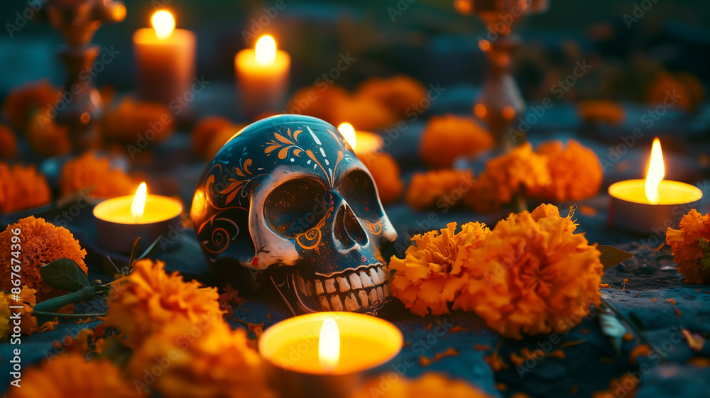 Sparse, clean Day of the Dead altar Sparse, clean Day of the Dead altar