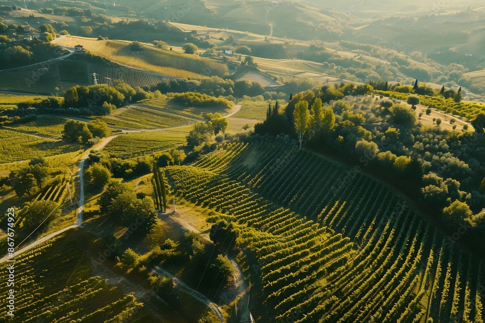 Naklejka premium Scenic Vineyard Landscapes in Rolling Hills