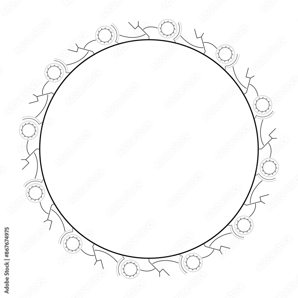 Abstract Black Simple Line Round Circle With Leaf Leaves Frame Flowers Doodle Outline Element Vector Design Style Sketch Isolated Illustration For Wedding And Banner Abstract Black Simple Line Round Circle With Leaf Leaves Frame Flowers Doodle Outline Element Vector Design Style Sketch Isolated Illustration For Wedding And Banner