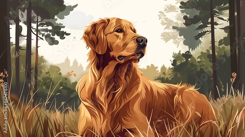Detailed infographic Golden Retriever Canis lupus familiaris highlighting friendly temperament origins Scotland popular uses family pet service dog visuals of its distinct coat and physical features